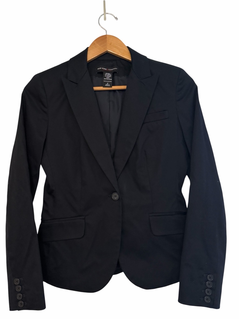 New York & Company Dark Navy Blazer Size 2 Stretch Tailored Career Jacket